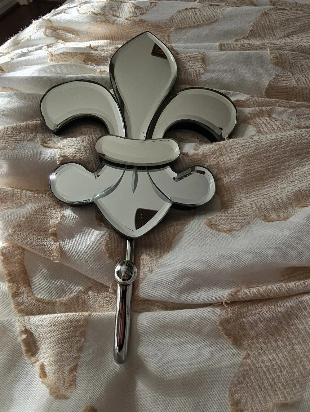 Source Unknown Fleur-de-Lis Bevelled MIRRORED Wall Hook